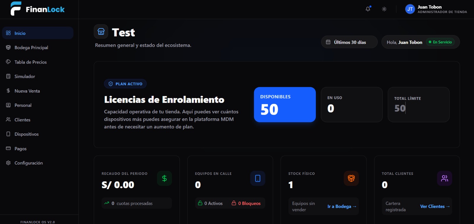 Panel de Administración FinanLock